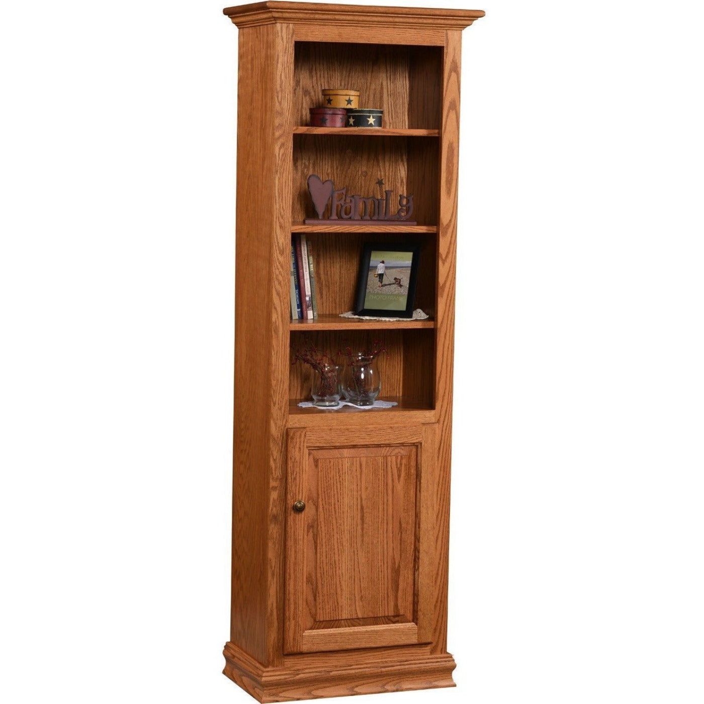 QW Amish Traditional Bookcase with Door - 24x72 - 184O-TR-2472-D
