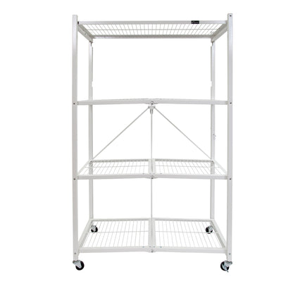 Origami 3-Pack R5-06W 4-Wheel 4-Shelf Folding Steel Wire Shelving Storage, White - 415204