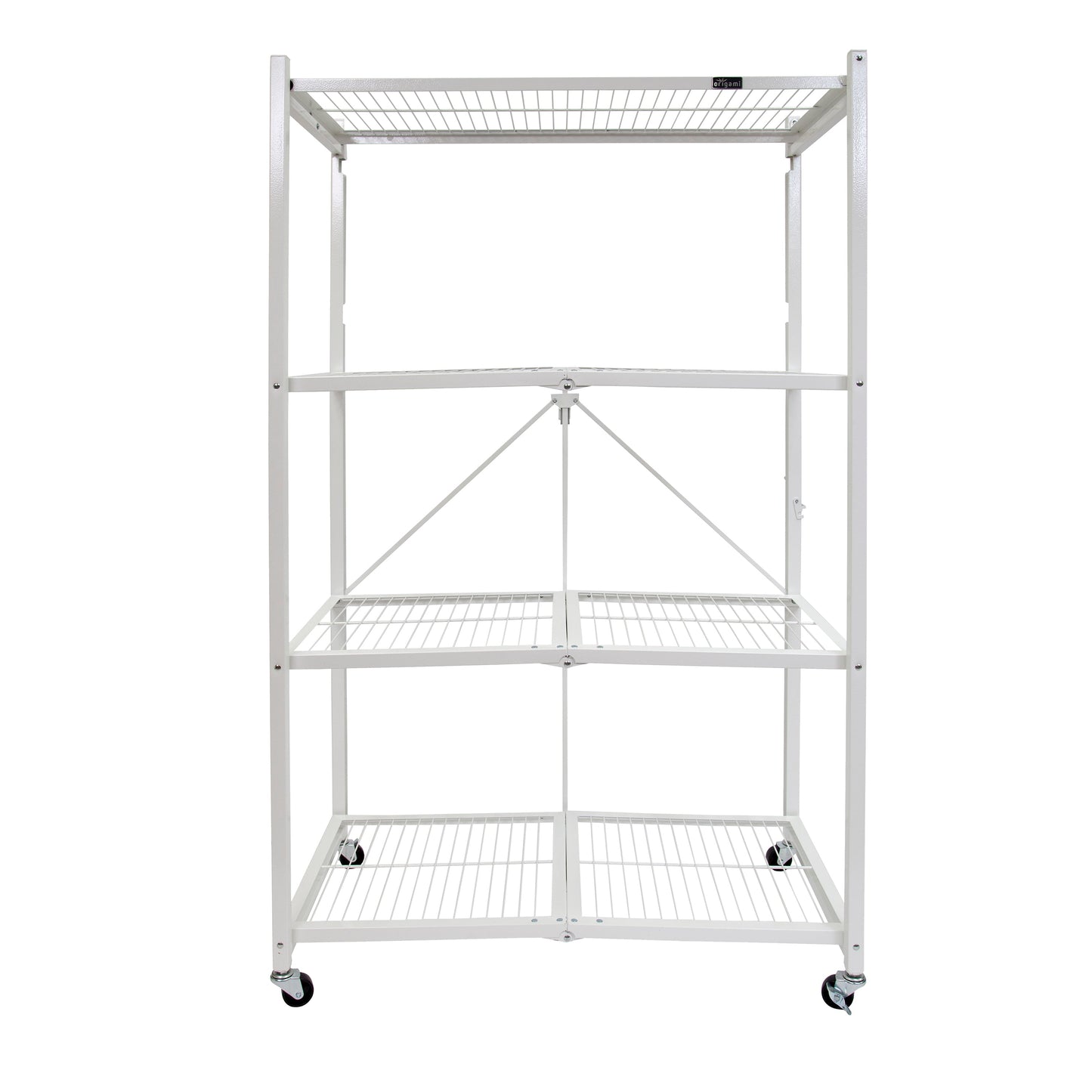 Origami 4-Pack R5-06W 4-Wheel 4-Shelf Folding Steel Wire Shelving Storage, White - 415205