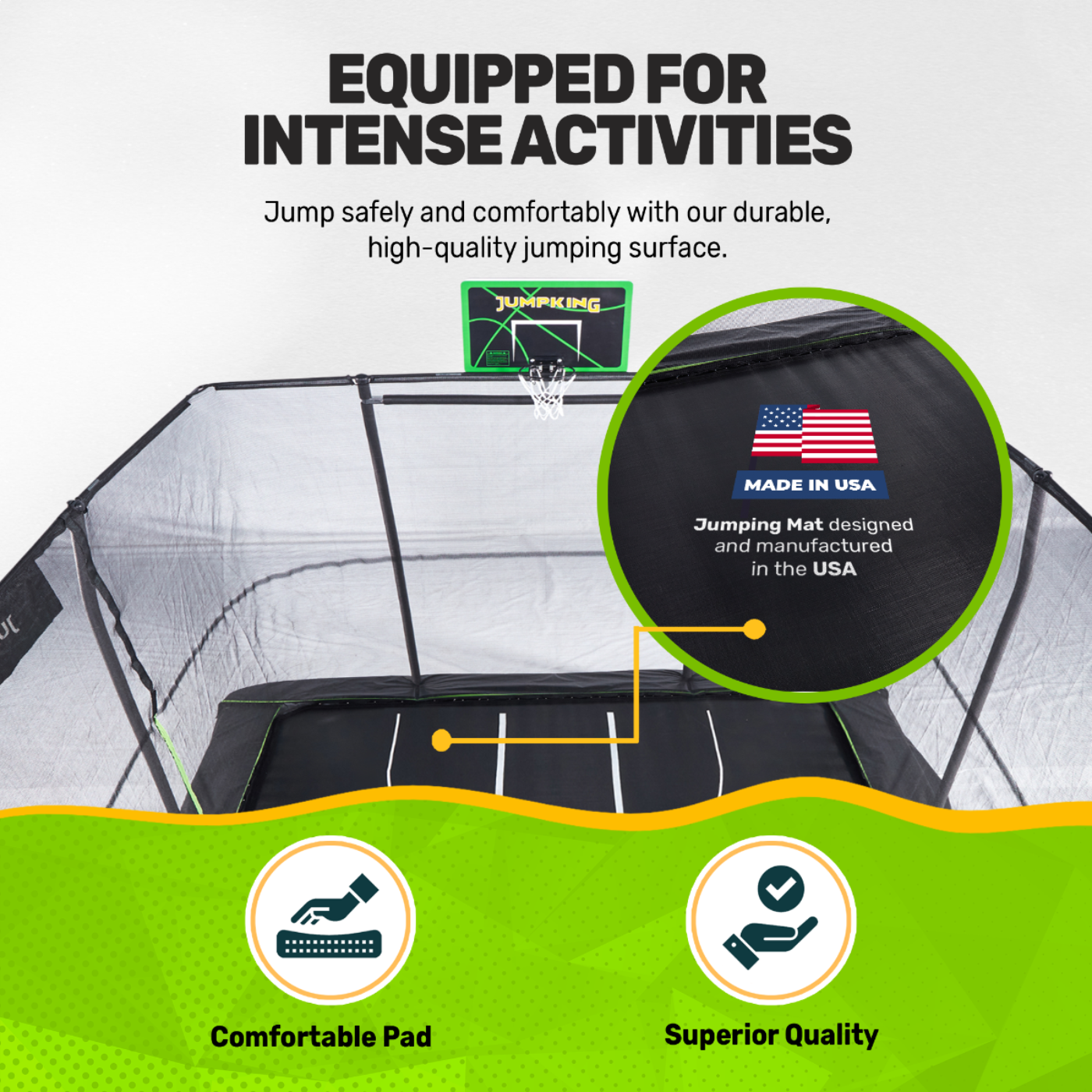 JumpKing 10' X 15' Rectangle Combo with Two Basketball Hoop  Model -  JK1015RCBHC2