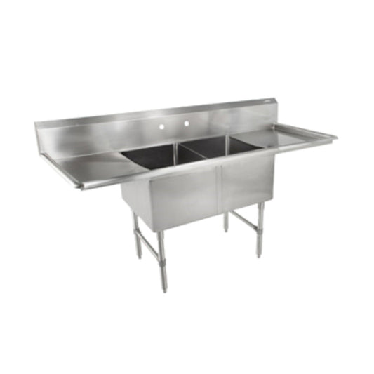 John Boos 2B184-2D18 Two Compartment "B" Series Sink with Two 18" Drainboards