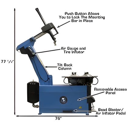 Atlas TC755 Tilt-Back Rim-Clamp Tire Changer w/ Beadblaster - ATEATTC755-FPD