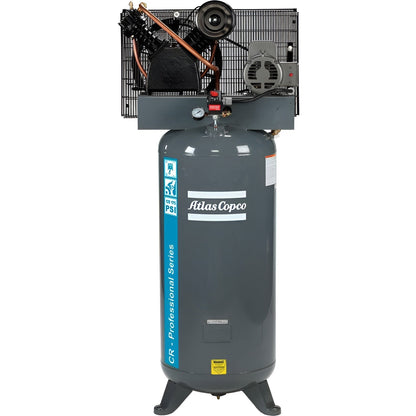 Atlas Copco 7.5HP, 23.6 CFM, 80 Gallon CR Professional Series TEFC/NEMA4 Cast Iron Piston Air Compressor 230V 1PH - 2020041823