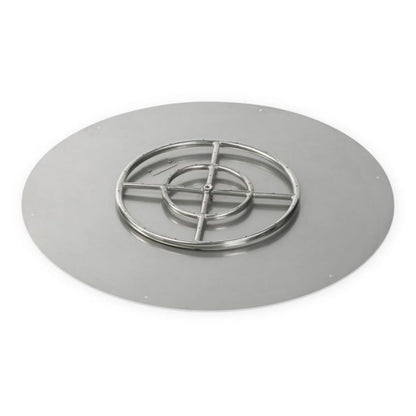 American Fire Glass 36" Round Stainless Steel Flat Pan With 18" Fire Ring - SSRFP36ASBL