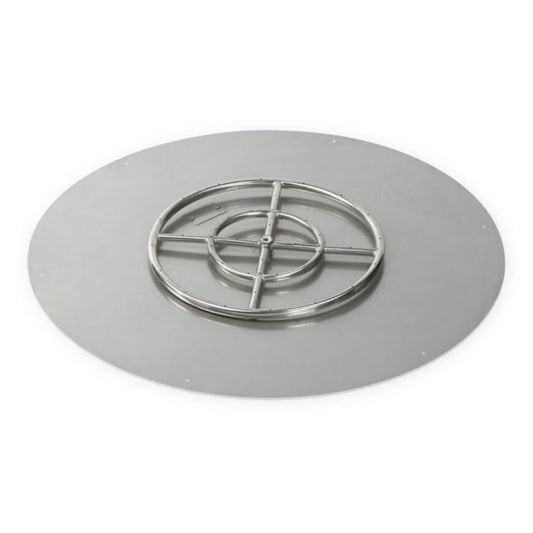 American Fire Glass 36" Round Stainless Steel Flat Pan With 18" Fire Ring - SSRFP36ASBL