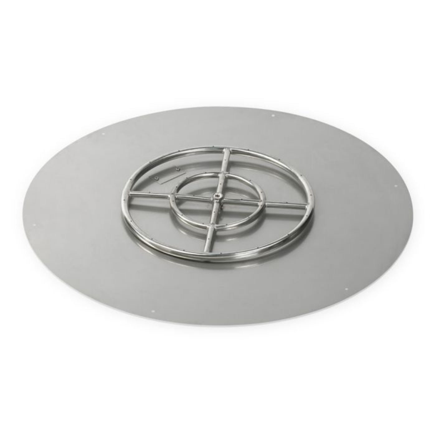 American Fire Glass 36" Round Stainless Steel Flat Pan With 18" Fire Ring - SSRFP36ASBL