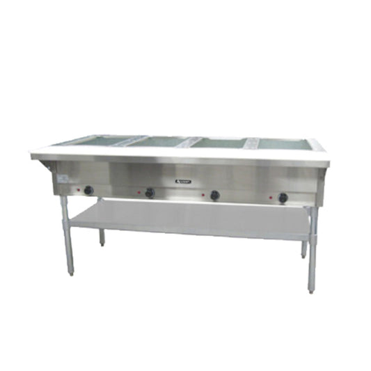 Adcraft ST-240/4 Four Well Electric Steam Table with Stainless Steel Undershelf - 3000 Watts - 208-240V