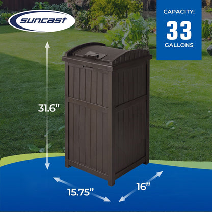 Suncast Trash Hideaway Outdoor 33 Gallon Garbage Waste Can Bin, Java (10 Pack) - 173821