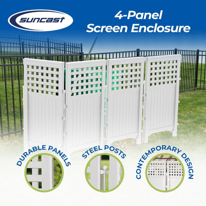 Suncast Outdoor Garden Yard 4 Panel Screen Enclosure Gated Fence, White (5 Pack) - 173090