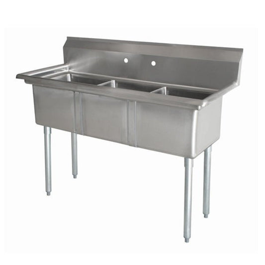 Omcan Three Tub Sink 10X14X10  with Center Drain - 43758