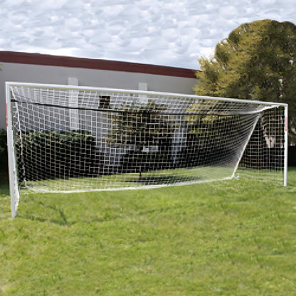 Trigon Sports Soccer Goal 6 x 18 ft. Portable & Round Powder Coated White with Net - SG3618W