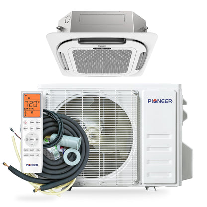 Pioneer Quantum Ultra 9,000 BTU 23 SEER2 230V Ceiling Cassette Ductless Mini-Split Air Conditioner Inverter Heat Pump Full Set - CYT009GLSI24RL