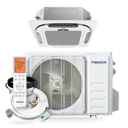 Pioneer Quantum Ultra 9,000 BTU 23 SEER2 230V Ceiling Cassette Ductless Mini-Split Air Conditioner Inverter Heat Pump Full Set - CYT009GLSI24RL