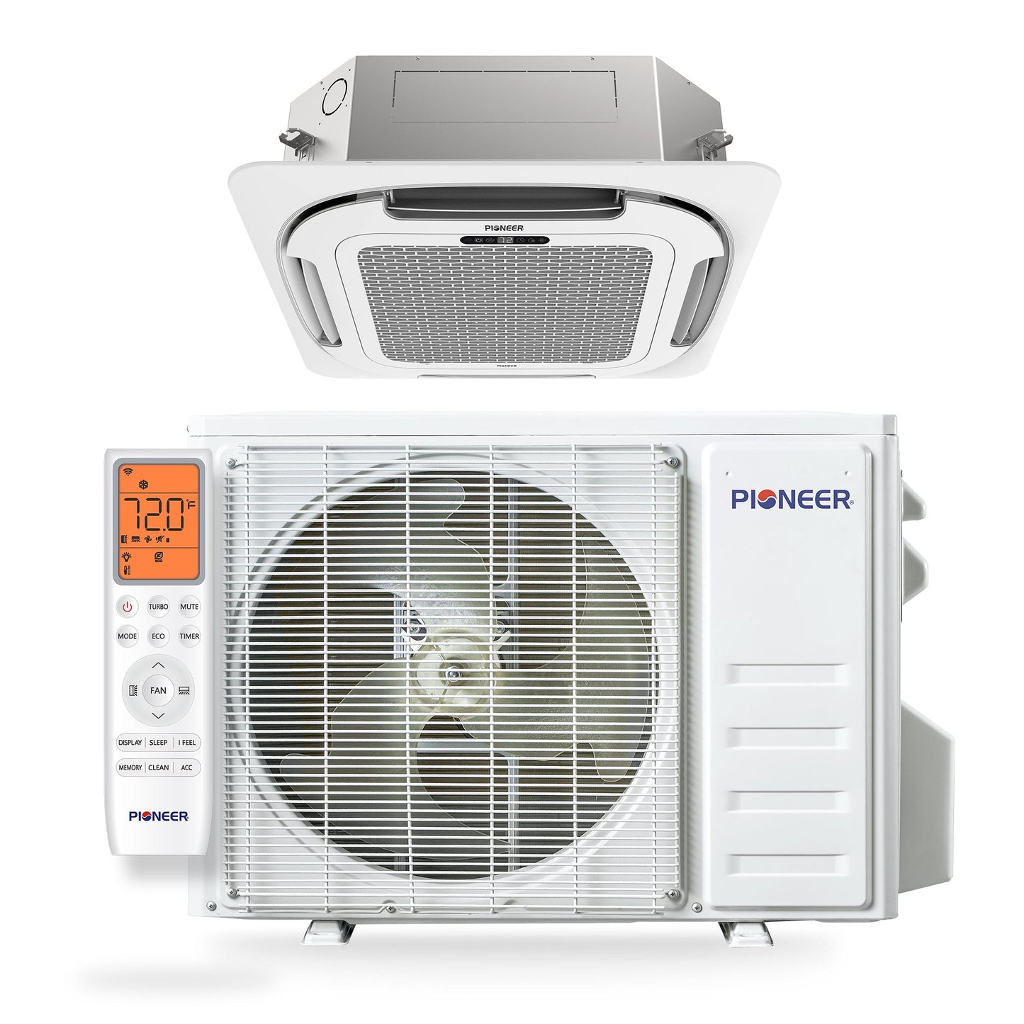 Pioneer Quantum Ultra 9,000 BTU 23 SEER2 230V Ceiling Cassette Ductless Mini-Split Air Conditioner Inverter Heat Pump Full Set - CYT009GLSI24RL