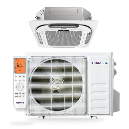 Pioneer Quantum Ultra 9,000 BTU 23 SEER2 230V Ceiling Cassette Ductless Mini-Split Air Conditioner Inverter Heat Pump Full Set - CYT009GLSI24RL