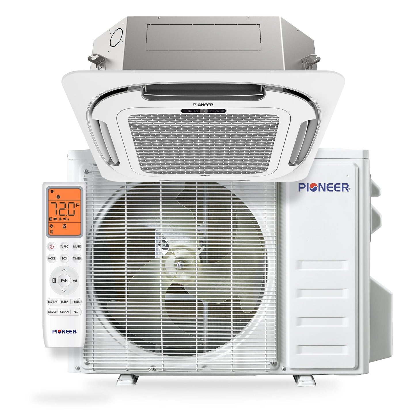 Pioneer Quantum Ultra 24,000 BTU 22.5 SEER2 230V Ceiling Cassette Ductless Mini-Split Air Conditioner Inverter Heat Pump Full Set - CYT024GLSI24RL-10S