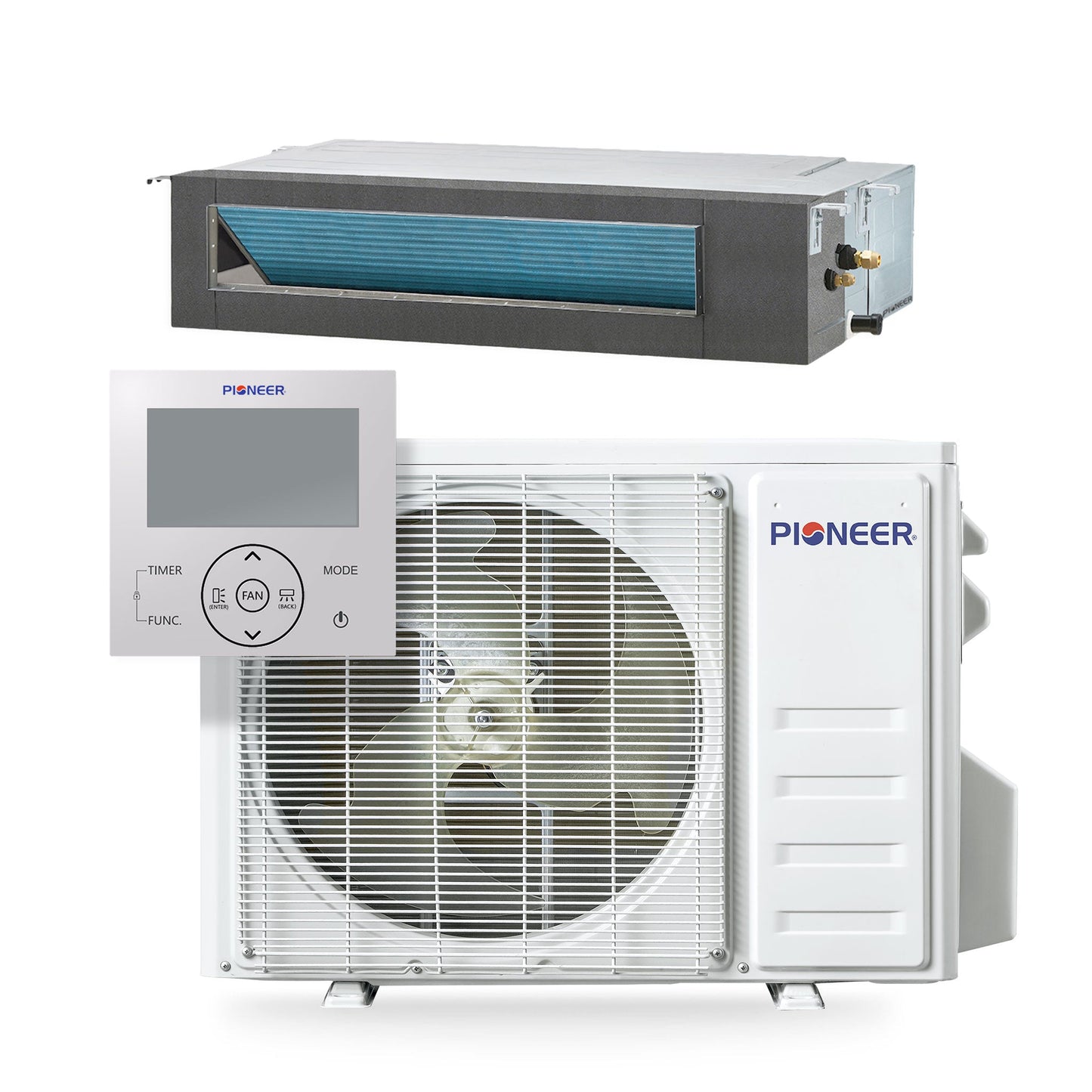 Pioneer Quantum Ultra 12,000 BTU 18.5 SEER2 230V Ceiling Concealed Ducted Mini-Split Air Conditioner Inverter Heat Pump Full Set - RYT012GLSI24RL