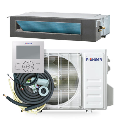 Pioneer Quantum Ultra 24,000 BTU 19 SEER2 230V Ceiling Concealed Ducted Mini-Split Air Conditioner Inverter Heat Pump Full Set - RYT024GLSI24RL-10F