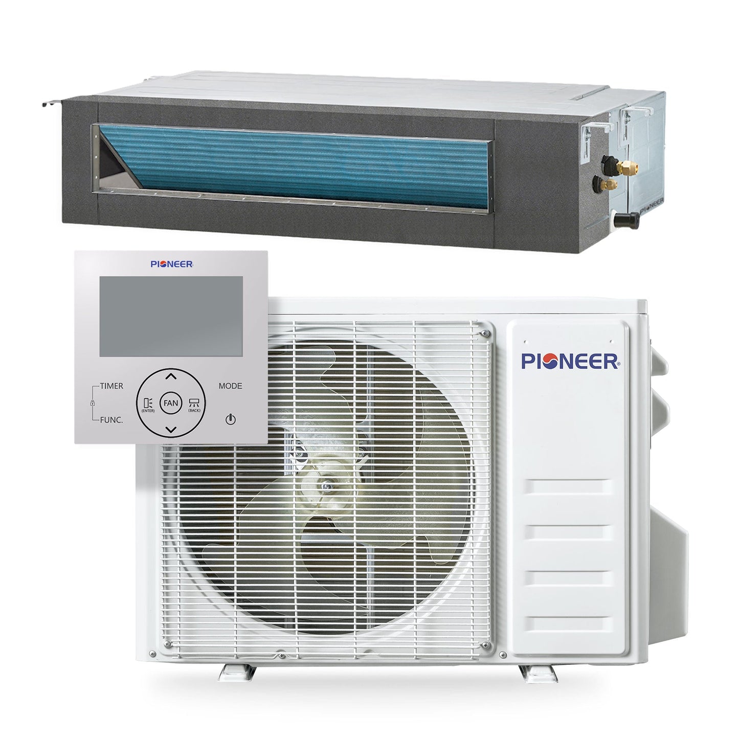 Pioneer Quantum Ultra 18,000 BTU 21 SEER2 230V Ceiling Concealed Ducted Mini-Split Air Conditioner Inverter Heat Pump Full Set - RYT018GLSI24RL-10S
