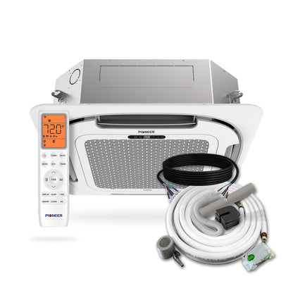 Pioneer® Multi Zone 12,000 BTU Quantum Ultra Ceiling Cassette Indoor Section Ductless Mini-Split Wi-Fi Inverter++ Air Conditioner Heat Pump 230V - CT012GLSILCFHG-10S