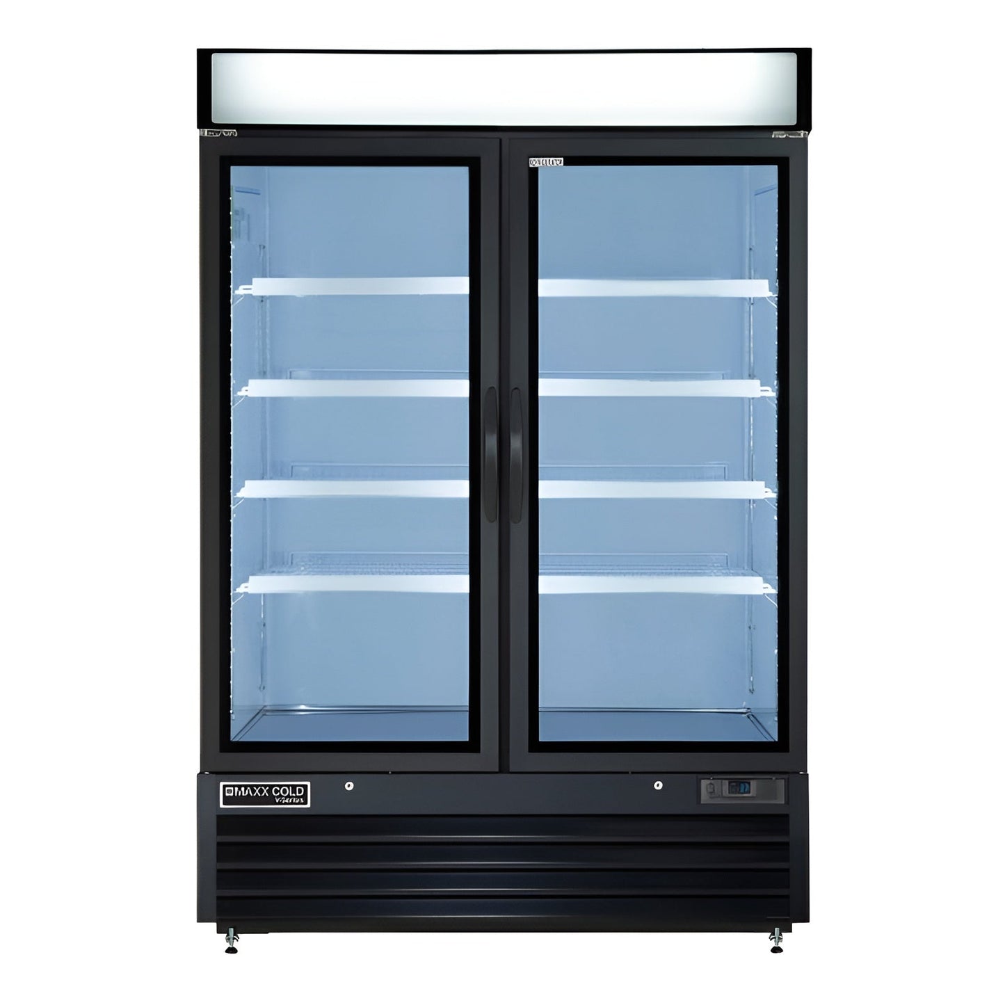 Maxx Cold V-Series Double Glass Door Merchandiser Refrigerator, in Black - MVMR48B