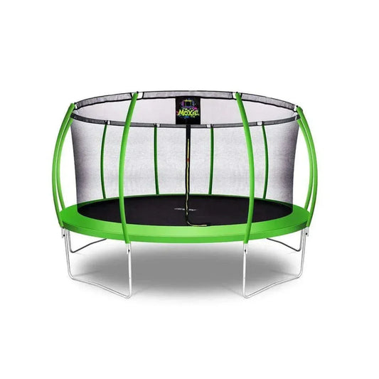 Upper Bounce Moxie™ Pumpkin-Shaped Outdoor Trampoline Set with Premium Top-Ring Frame Safety Enclosure, 15 Ft - Green Apple - Mxsf03-15-Ga