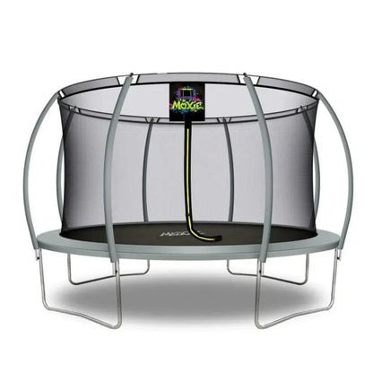 UPPER BOUNCE MOXIE™ 14 FT PUMPKIN-SHAPED OUTDOOR TRAMPOLINE SET WITH PREMIUM TOP-RING FRAME SAFETY ENCLOSURE - MXSF03-14-GR