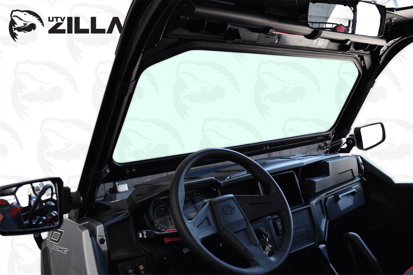 UTVZILLA Polaris General Vented Glass Windshield (2016+) - ZL-GEN-WS-GLS-BLK-N