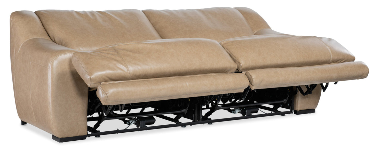Modway Furniture Wayward Power Sofa - Luxurious Power Recline & Adjustable Headrest in Latte Leather for Relaxation
