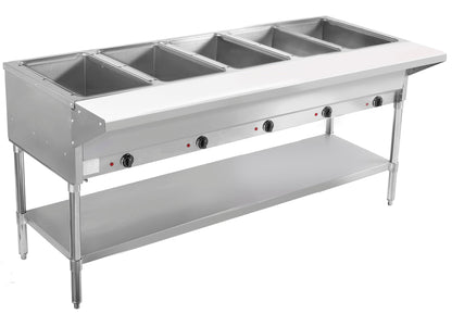 BevLes - BVST-5-240, BevLes 5 Well Electric Steam Table, 230V, in Silver - BVST-5-240
