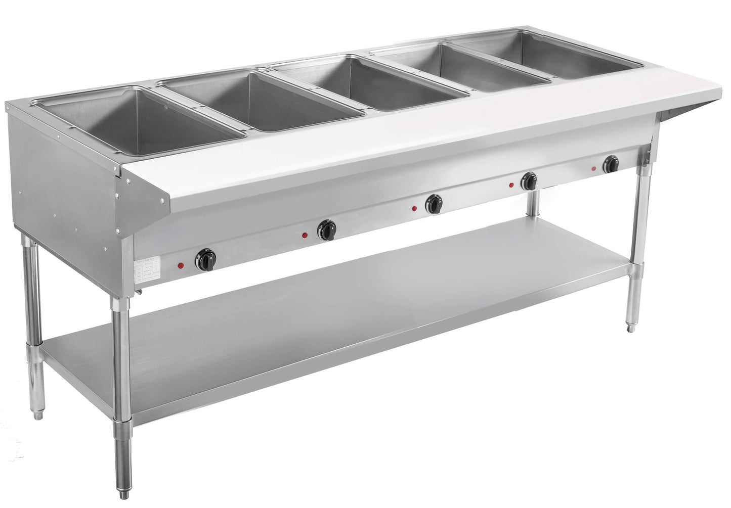 BevLes - BVST-5-240, BevLes 5 Well Electric Steam Table, 230V, in Silver - BVST-5-240