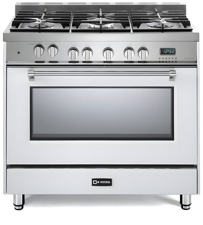 Verona  -25% - Prestige 36" Dual Fuel Double Oven Range - 5 Burners - Stainless Steel, Matte Black, White - VPFSGE365DSS