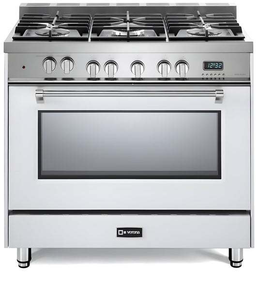 Verona  -25% - Prestige 36" Dual Fuel Double Oven Range - 5 Burners - Stainless Steel, Matte Black, White - VPFSGE365DSS