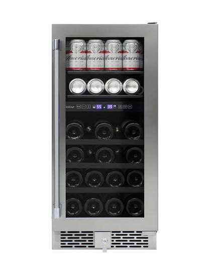 Vinotemp 15-Inch Outdoor Dual-Zone Wine & Beverage Cooler - VT-OUTDR15GD