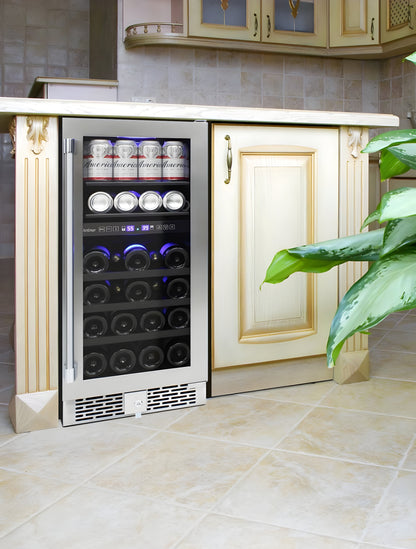 Vinotemp 15-Inch Outdoor Dual-Zone Wine & Beverage Cooler - VT-OUTDR15GD