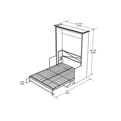 Murphy Bed With Desk & Storage Cabinet, Double Size, White by Leto Muro