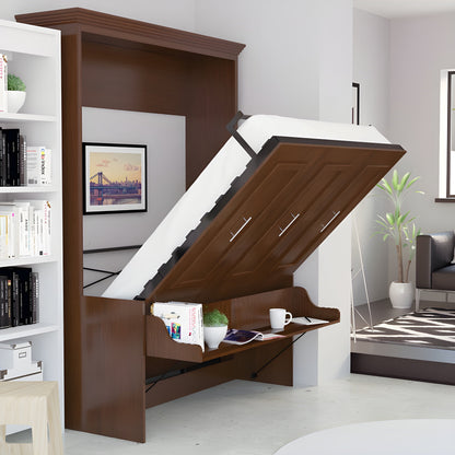 Murphy Bed With Desk & 2 Storage Cabinets, Full Size Coventry Walnut by Leto Muro