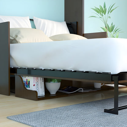 Murphy Bed With Desk & 2 Storage Cabinets, Full Size Coventry Walnut by Leto Muro