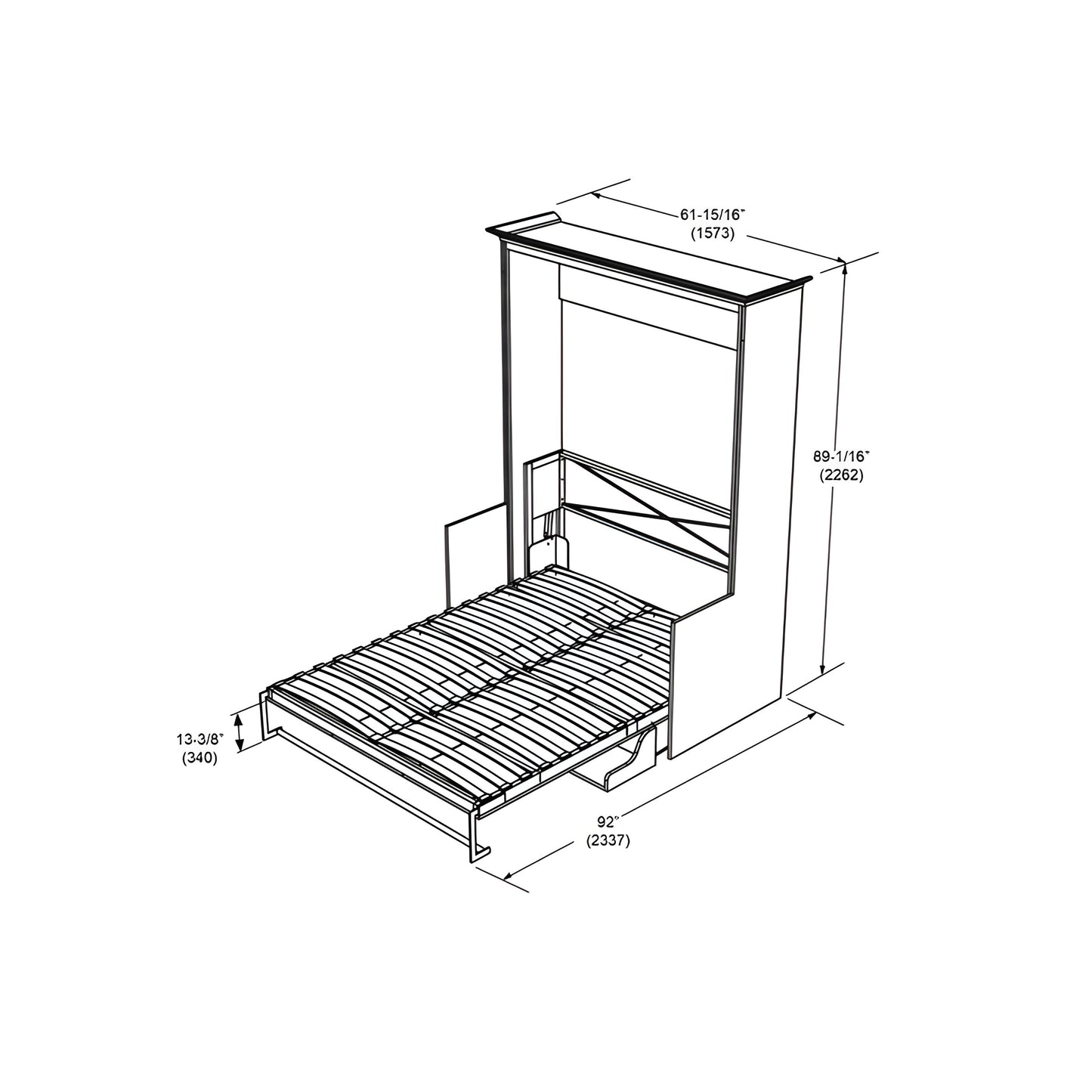 Murphy Bed With Desk, Double Size, White by Leto Muro