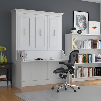 Murphy Bed With Desk, Double Size, White by Leto Muro