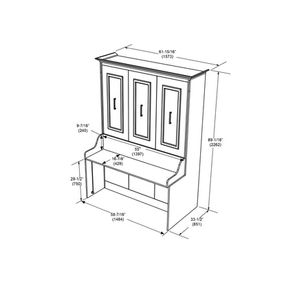 Murphy Bed With Desk, Double Size, White by Leto Muro