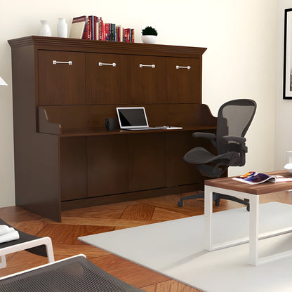 Murphy Bed With Desk, Full Size, Walnut Landscape Series by Leto Muro
