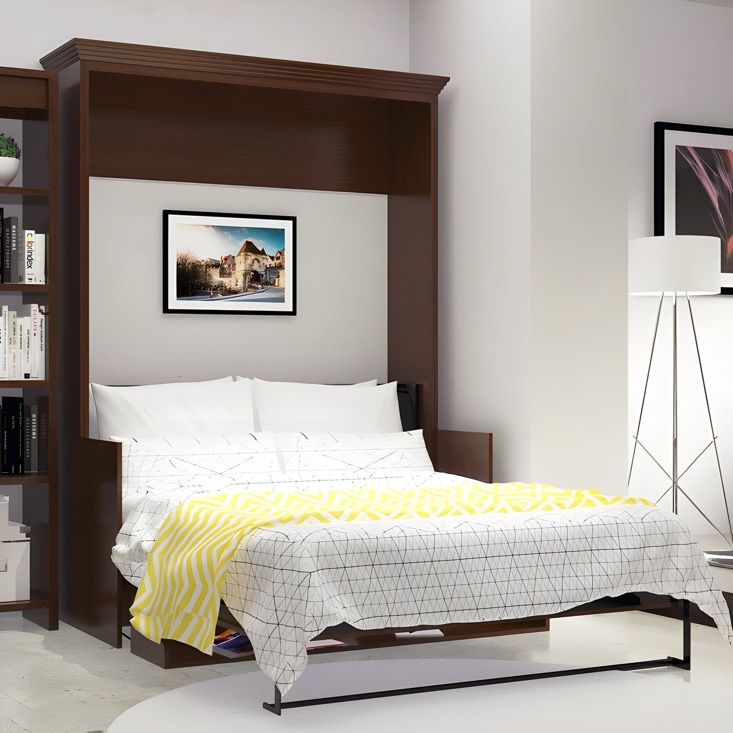 Murphy Bed With Desk, Queen Size, Coventry Walnut by Leto Muro