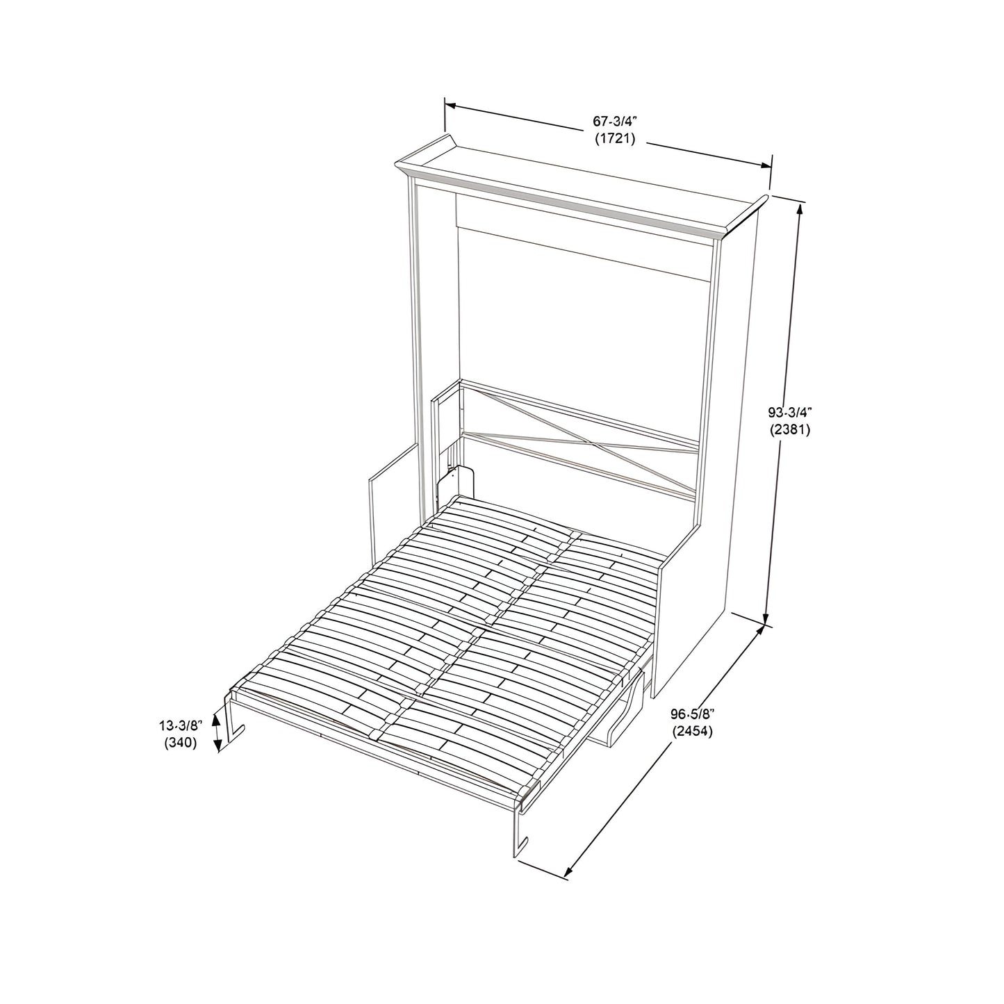 Murphy Bed With Desk, Queen Size, Coventry Walnut by Leto Muro