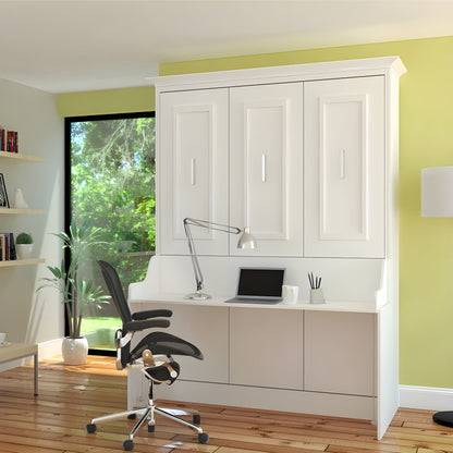 Murphy Bed With Desk, Queen Size, White by Leto Muro