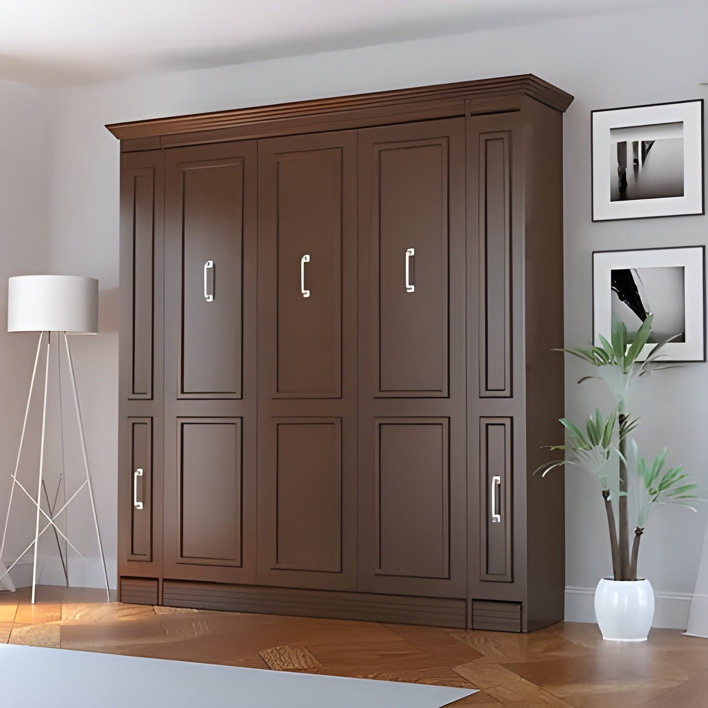 Leto Muro Queen Murphy Bed w/ Storage, Walnut Coventry Series by Leto Muro