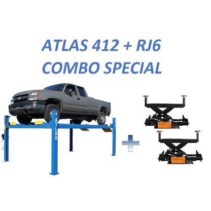 Atlas 412 12,000 lb 4-Post Lift + RJ6 Jacks Combo - ATEATTD-412-COMBO-FPD
