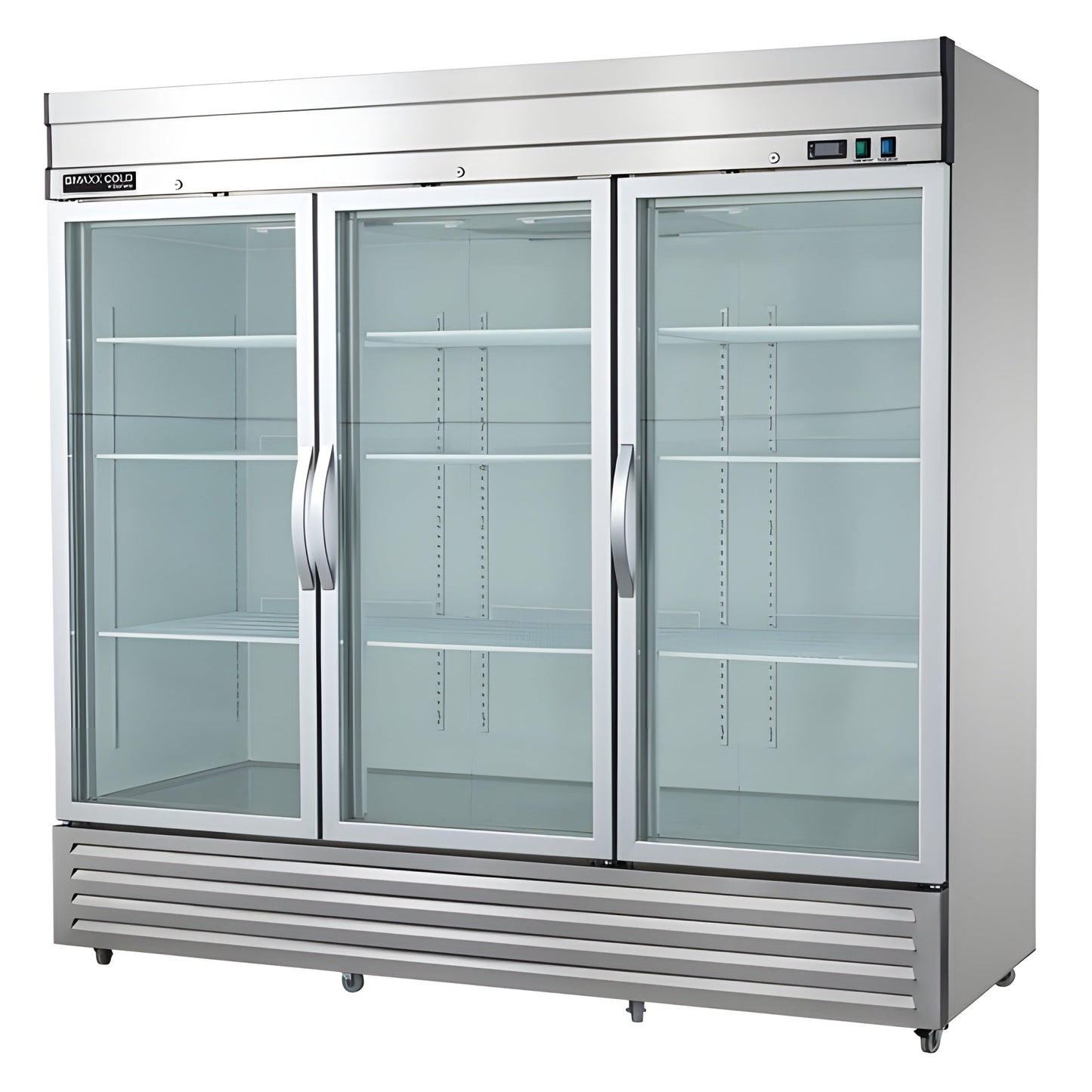 Maxx Cold V-Series 3 Glass Door Reach-In Refrigerator, Bottom Mount, in Stainless Steel - MVR-72GDHC