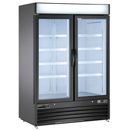Maxx Cold V-Series Double Glass Door Merchandiser Refrigerator, in Black - MVMR48B